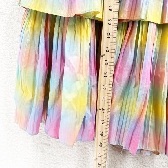 Anthropologie Beatrice B Rainbow Tiered Dress Pleated Square Neck Size M NWT - Picture 12 of 12